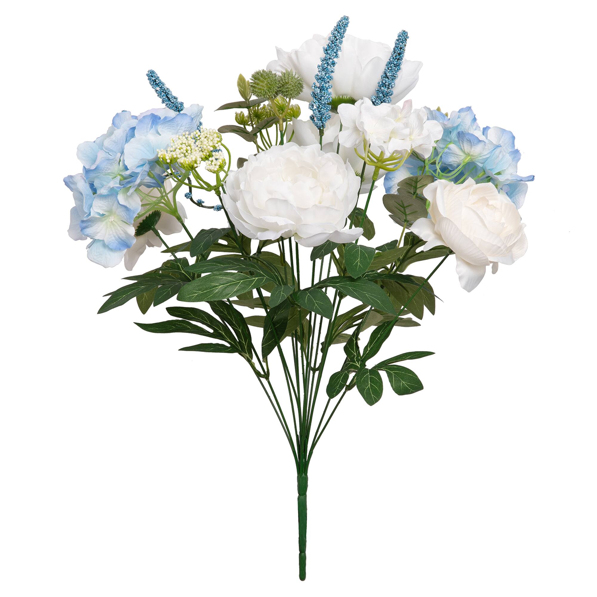 20.5" White Peony & Blue Hydrangea Mix Deluxe Bush by Ashland®